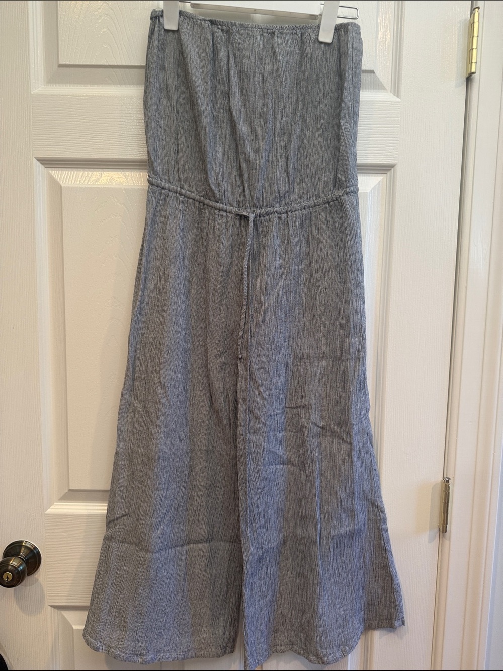 Blue Life Strapless Wide-Leg Jumpsuit in Light Gray